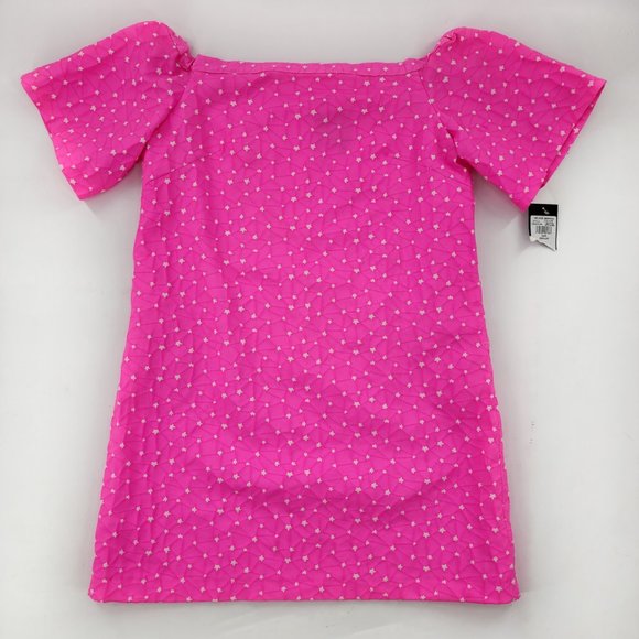 Helene Berman Dresses & Skirts - HELENE BERMAN Neon Pink Star Print Off the Shoulder Shift Dress NWT